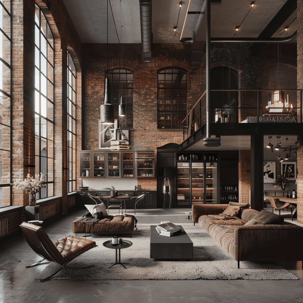 A_living_room_showcasing_the_key_elements_of_industrial_design_including_exposed_brick_walls_concrete_flooring_metal_accents_and_oversized_windows4